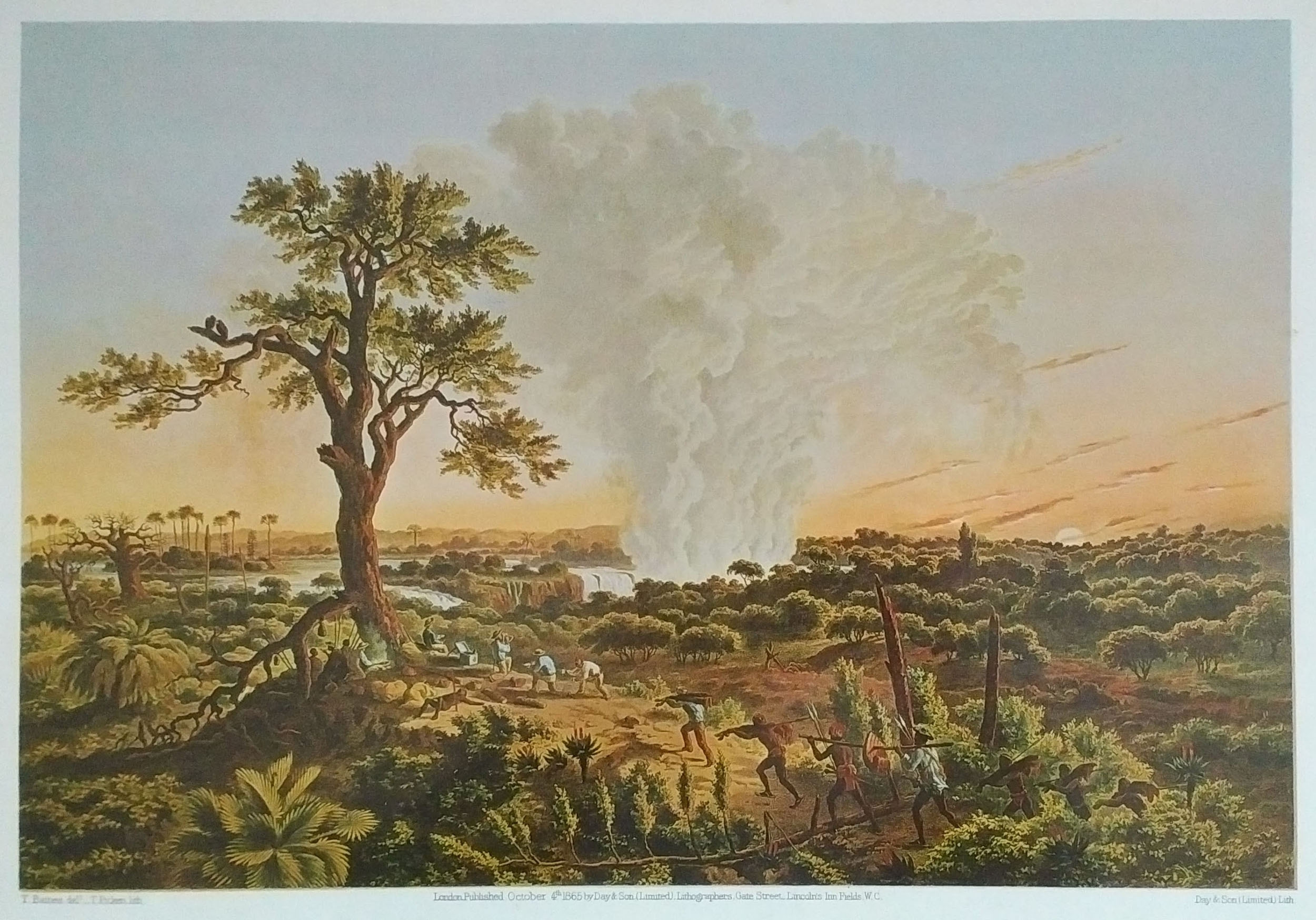 Image of Thomas Baines, The falls by sunrise, with the 'spray cloud' rising 1,2000 feet, c.1865. Copyright Kate Simpson. Creative Commons Attribution-NonCommercial 3.0 Unported (https://creativecommons.org/licenses/by-nc/3.0/). Image of Thomas Baines, The falls by sunrise, with the 'spray cloud' rising 1,2000 feet, c.1865. Copyright Kate Simpson. Creative Commons Attribution-NonCommercial 3.0 Unported (https://creativecommons.org/licenses/by-nc/3.0/).