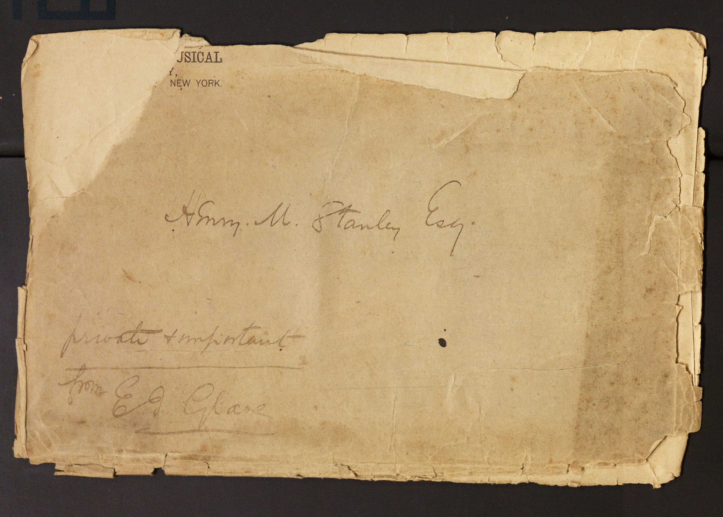 Envelope used to hold Saleh bin Osman and Edward J. Glave, Testimony, 12 November 1890. Copyright Smithsonian Libraries, Washington, D.C. Envelope used to hold Saleh bin Osman and Edward J. Glave, Testimony, 12 November 1890. Copyright Smithsonian Libraries, Washington, D.C.