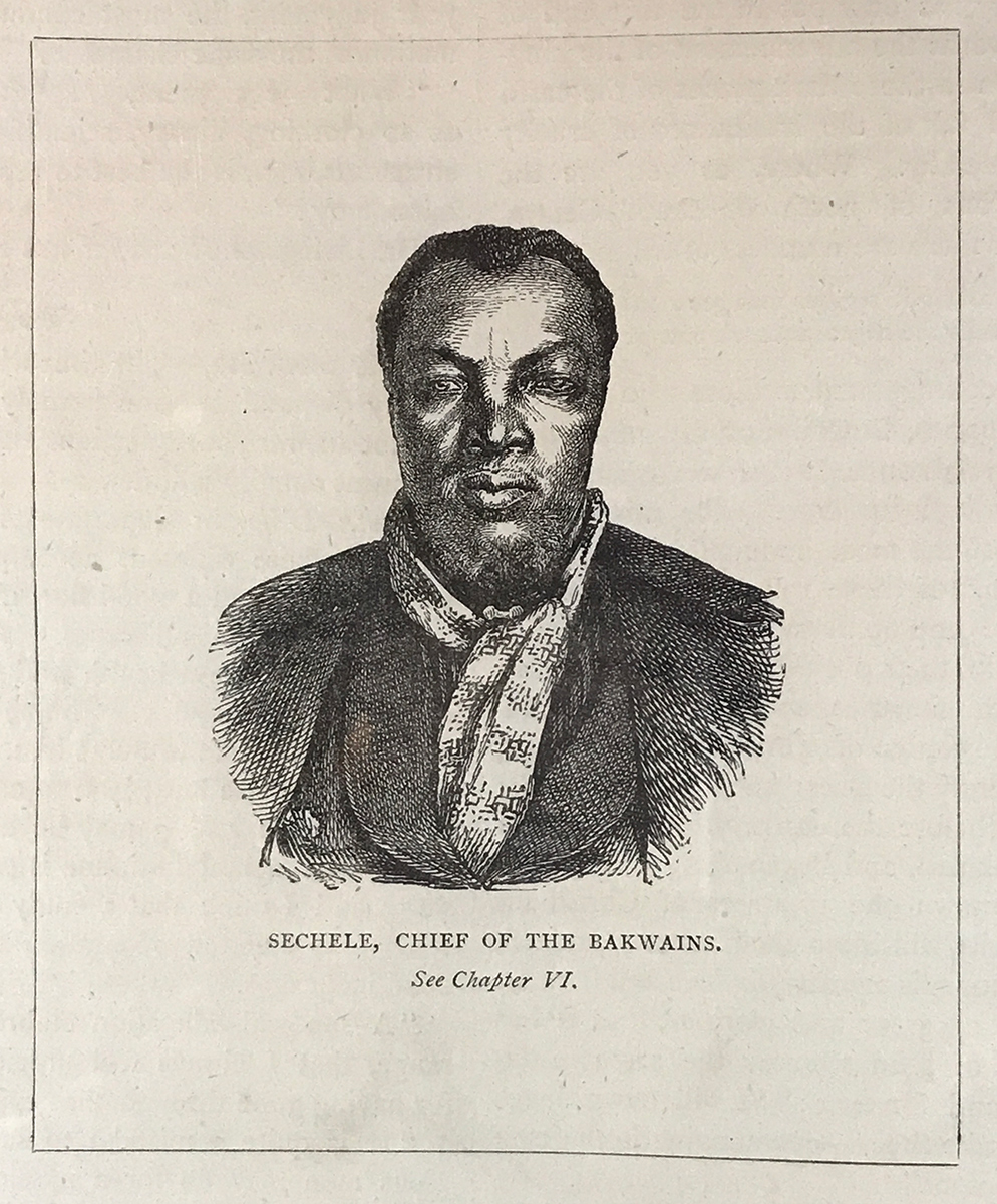 Sechele, Chief of the Bakwains. Illustration from James E. Ritchie, The Pictorial Edition of the Life and Discoveries of David Livingstone, 2 vols (London and Edinburgh: A. Fullarton & Co., 1856-1879), 1:272. Copyright Adrian S. Wisnicki. Creative Commons Attribution-NonCommercial 3.0 Unported (https://creativecommons.org/licenses/by-nc/3.0/).