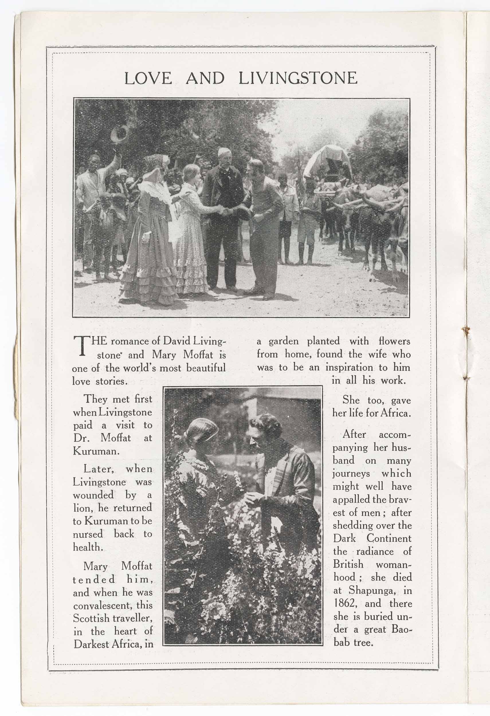 Promotional Booklet for Livingstone: A Drama of Reality (Film), 1925. Copyright National Library of Scotland. Creative Commons Share-alike 2.5 UK: Scotland (https://creativecommons.org/licenses/by-nc-sa/2.5/scotland/).