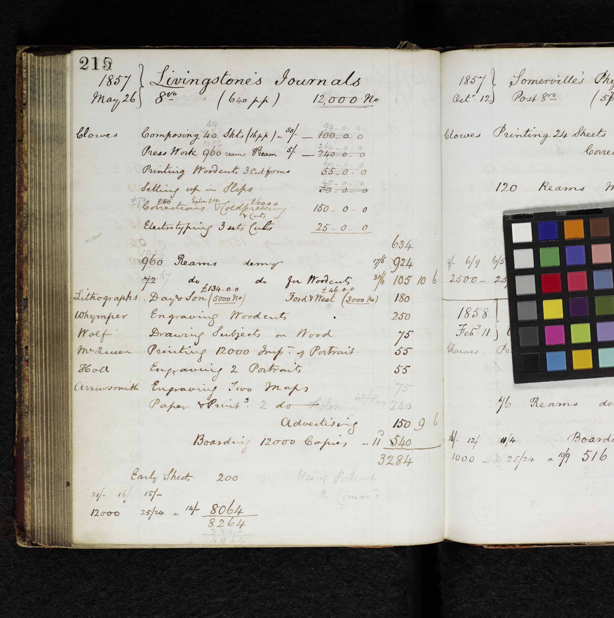 Estimate book entry for Livingstone's Missionary Travels, first edition. Copyright National Library of Scotland. Creative Commons Share-alike 2.5 UK: Scotland(https://creativecommons.org/licenses/by-nc-sa/2.5/scotland/).