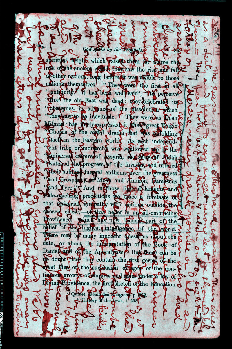 A processed spectral image of a page of the 1870 Field Diary (Livingstone 1870i:XXVIII pseudo_v1). Copyright National Library of Scotland. Creative Commons Attribution-NonCommercial 3.0 Unported (https://creativecommons.org/licenses/by-nc/3.0/).