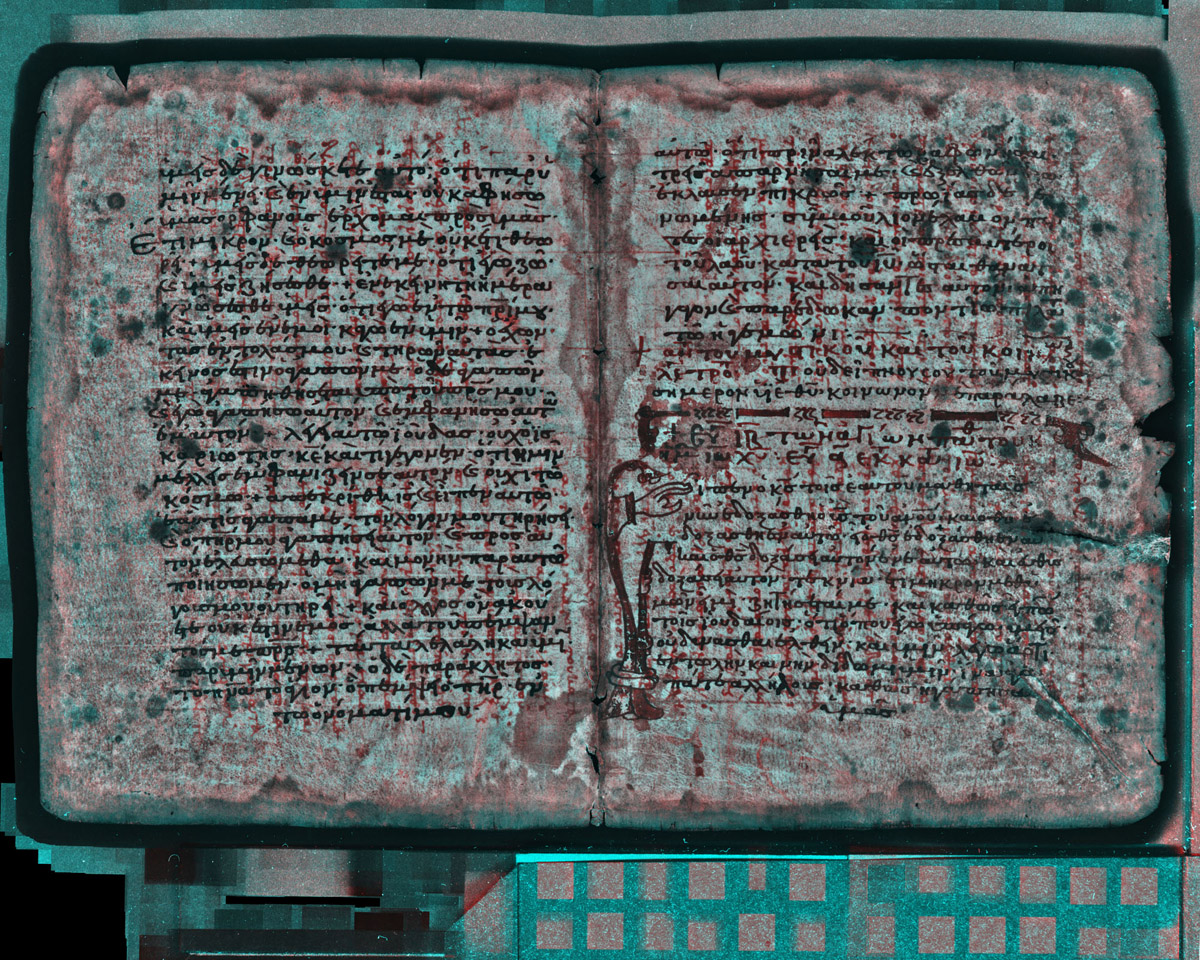 Processed spectral image of a folio of the Archimedes Palimpsest. Copyright Owner of the Archimedes Palimpsest. Creative Commons Attribution-NonCommercial 3.0 Unported (https://creativecommons.org/licenses/by-nc/3.0/). Processed spectral image of a folio of the Archimedes Palimpsest. Copyright Owner of the Archimedes Palimpsest. Creative Commons Attribution-NonCommercial 3.0 Unported (https://creativecommons.org/licenses/by-nc/3.0/).