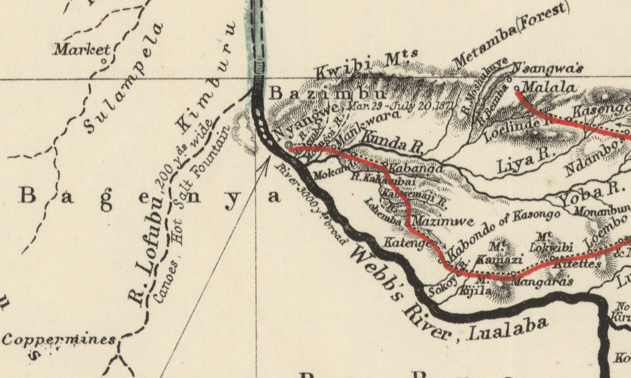 Large map from the Last Journals (Livingstone 1874), detail. Copyright National Library of Scotland. Creative Commons Share-alike 2.5 UK: Scotland (https://creativecommons.org/licenses/by-nc-sa/2.5/scotland/). Large map from the Last Journals (Livingstone 1874), detail. Copyright National Library of Scotland. Creative Commons Share-alike 2.5 UK: Scotland (https://creativecommons.org/licenses/by-nc-sa/2.5/scotland/).