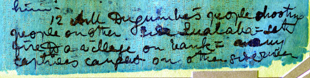 A processed spectral image of a page of the 1871 Field Diary (Livingstone 1871f:CXLVIII spectral_ratio), detail. Copyright David Livingstone Centre, Blantyre. As relevant, copyright Dr. Neil Imray Livingstone Wilson. Creative Commons Attribution-NonCommercial 3.0 Unported (https://creativecommons.org/licenses/by-nc/3.0/). A processed spectral image of a page of the 1871 Field Diary (Livingstone 1871f:CXLVIII spectral_ratio), detail. Copyright David Livingstone Centre, Blantyre. As relevant, copyright Dr. Neil Imray Livingstone Wilson. Creative Commons Attribution-NonCommercial 3.0 Unported (https://creativecommons.org/licenses/by-nc/3.0/).