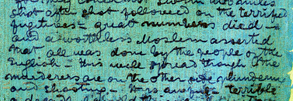 A processed spectral image of a page of the 1871 Field Diary (Livingstone 1871f:CXLVI spectral_ratio), detail. Copyright David Livingstone Centre, Blantyre. As relevant, copyright Dr. Neil Imray Livingstone Wilson. Creative Commons Attribution-NonCommercial 3.0 Unported (https://creativecommons.org/licenses/by-nc/3.0/). A processed spectral image of a page of the 1871 Field Diary (Livingstone 1871f:CXLVI spectral_ratio), detail. Copyright David Livingstone Centre, Blantyre. As relevant, copyright Dr. Neil Imray Livingstone Wilson. Creative Commons Attribution-NonCommercial 3.0 Unported (https://creativecommons.org/licenses/by-nc/3.0/).