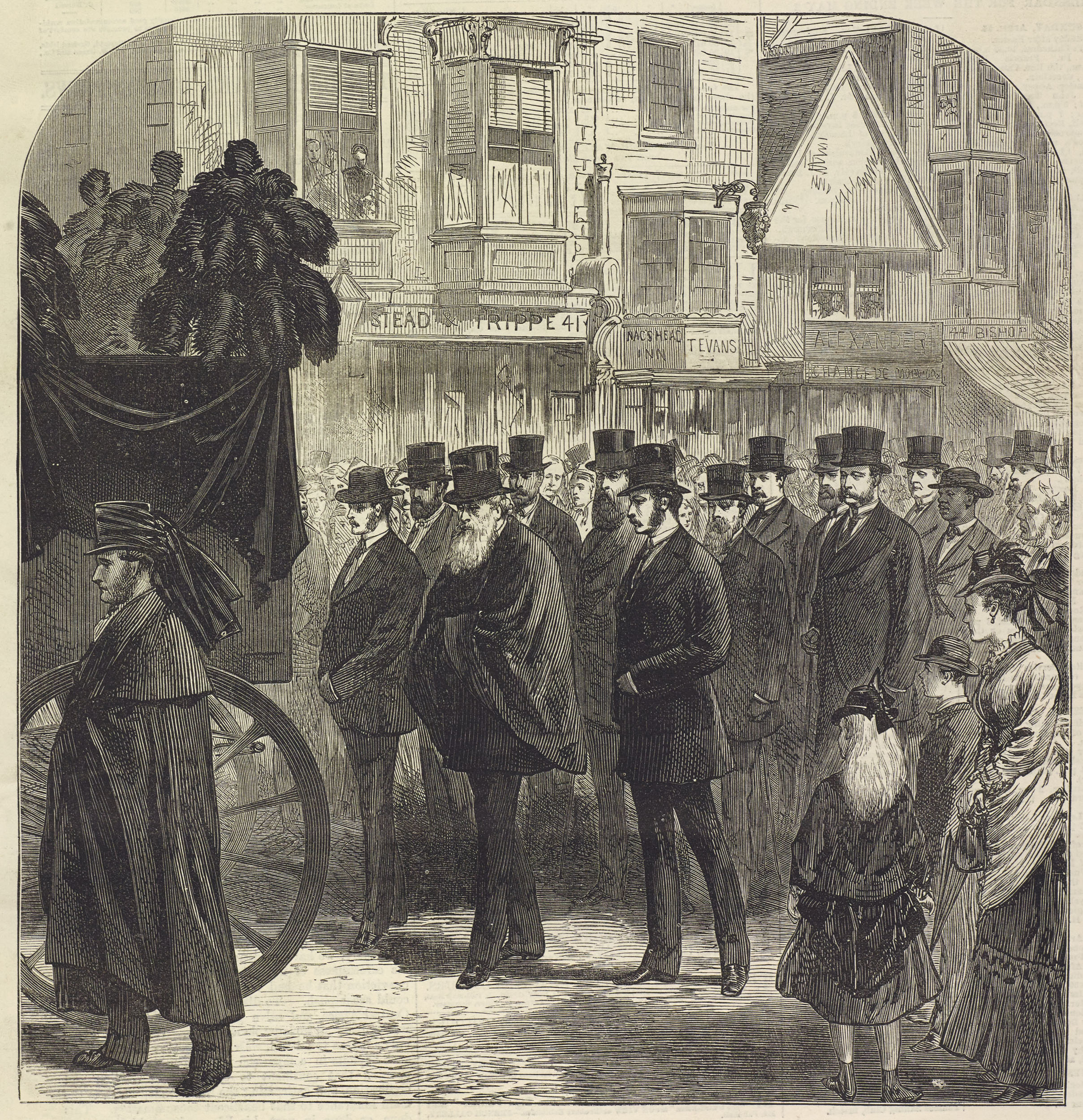 Dr. Livingstone's Remains at Southampton: Procession to the Railway Station. Illustration from Review of David Livingstone's Last Journals (Anon. 1874:Cover). Copyright National Library of Scotland. Creative Commons Share-alike 2.5 UK: Scotland (https://creativecommons.org/licenses/by-nc-sa/2.5/scotland/). Dr. Livingstone's Remains at Southampton: Procession to the Railway Station. Illustration from Review of David Livingstone's Last Journals (Anon. 1874:Cover). Copyright National Library of Scotland. Creative Commons Share-alike 2.5 UK: Scotland (https://creativecommons.org/licenses/by-nc-sa/2.5/scotland/).