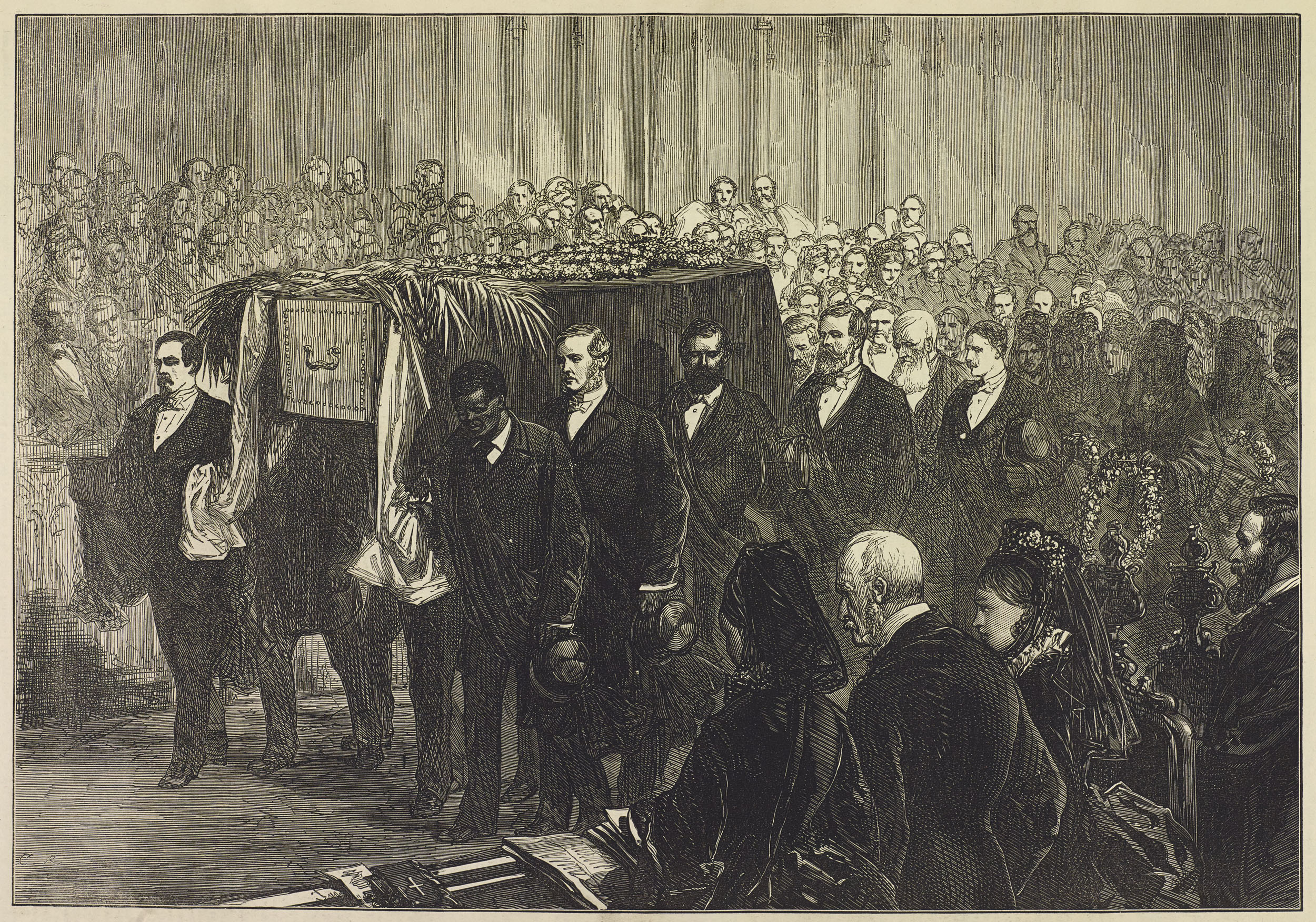Funeral of Dr. Livingstone in Westminster Abbey. Illustration from Review of David Livingstone's Last Journals (Anon. 1874:401). Copyright National Library of Scotland. Creative Commons Share-alike 2.5 UK: Scotland (https://creativecommons.org/licenses/by-nc-sa/2.5/scotland/). Funeral of Dr. Livingstone in Westminster Abbey. Illustration from Review of David Livingstone's Last Journals (Anon. 1874:401). Copyright National Library of Scotland. Creative Commons Share-alike 2.5 UK: Scotland (https://creativecommons.org/licenses/by-nc-sa/2.5/scotland/).