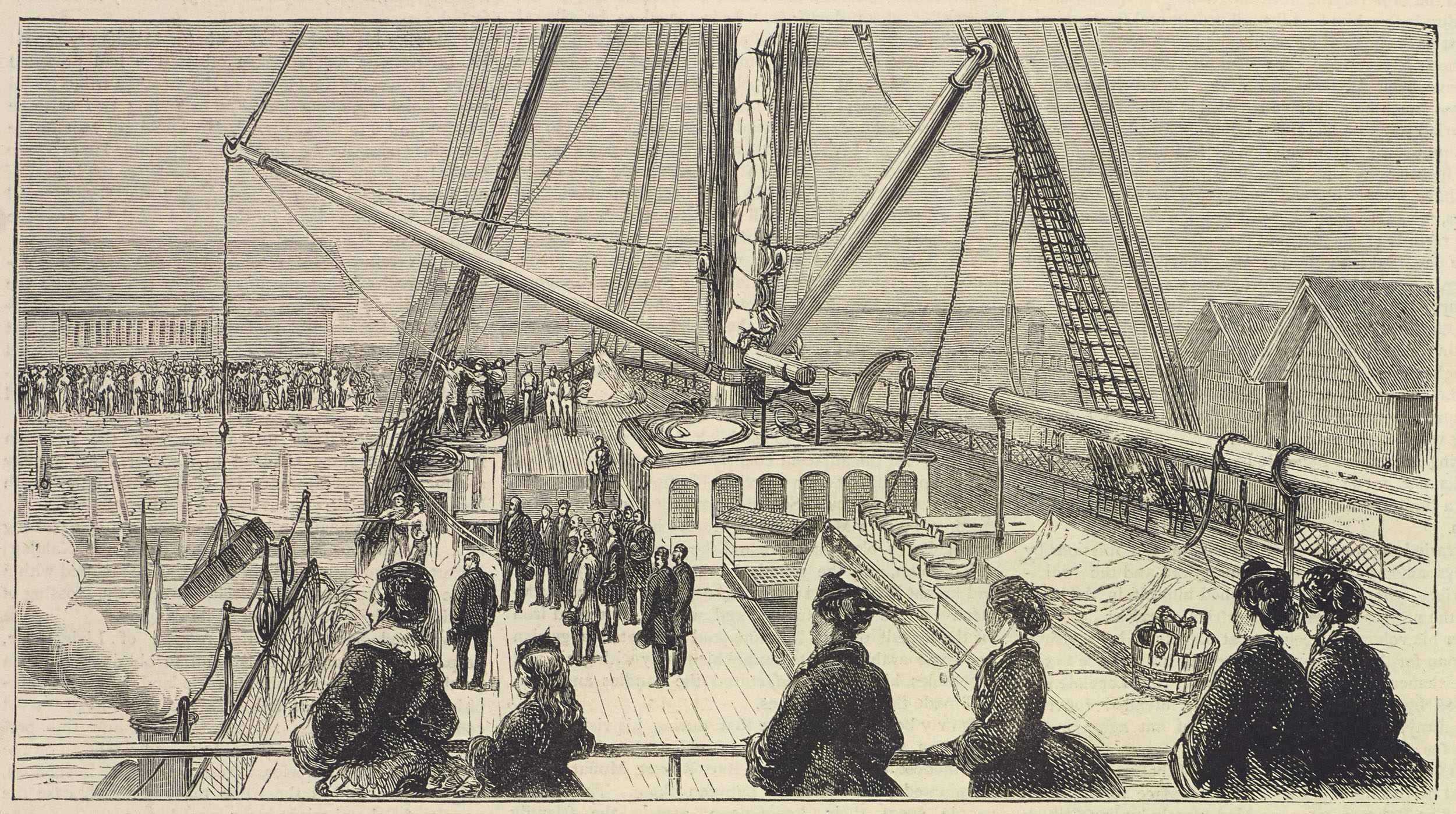 Removing the Body from the 'Malwa' to the Tender 'Queen.' Illustration from 'The Life and Labours of David Livingstone' (Stanley 1874:396). Copyright National Library of Scotland. Creative Commons Share-alike 2.5 UK: Scotland (https://creativecommons.org/licenses/by-nc-sa/2.5/scotland/). Removing the Body from the 'Malwa' to the Tender 'Queen.' Illustration from 'The Life and Labours of David Livingstone' (Stanley 1874:396). Copyright National Library of Scotland. Creative Commons Share-alike 2.5 UK: Scotland (https://creativecommons.org/licenses/by-nc-sa/2.5/scotland/).