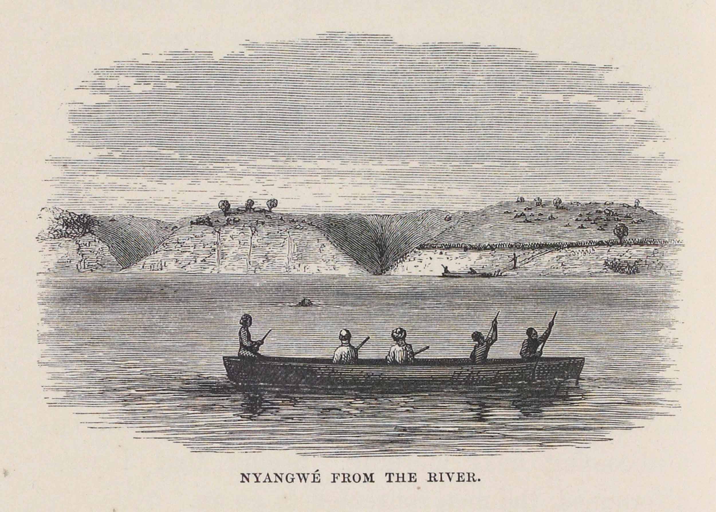 Nyangwe from the River from Verney Lovett Cameron's Across Africa (1877,1:378). Copyright National Library of Scotland. Creative Commons Share-alike 2.5 UK: Scotland (https://creativecommons.org/licenses/by-nc-sa/2.5/scotland/). Nyangwe from the River from Verney Lovett Cameron's Across Africa (1877,1:378). Copyright National Library of Scotland. Creative Commons Share-alike 2.5 UK: Scotland (https://creativecommons.org/licenses/by-nc-sa/2.5/scotland/).