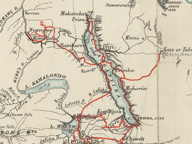 Small map from the Last Journals (Livingstone 1874). Copyright National Library of Scotland. CC BY-NC-SA 2.5 SCOTLAND Small map from the Last Journals (Livingstone 1874). Copyright National Library of Scotland. CC BY-NC-SA 2.5 SCOTLAND