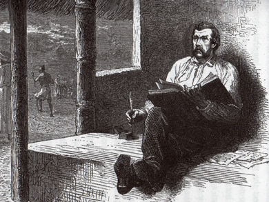 'Livingstone Writing in His Journal' (Stanley 1872). Copyright David Livingstone Centre. Image used by permission. May not be reproduced without the consent of the Scottish National Memorial to David Livingstone Trust. 'Livingstone Writing in His Journal' (Stanley 1872). Copyright David Livingstone Centre. Image used by permission. May not be reproduced without the consent of the Scottish National Memorial to David Livingstone Trust.