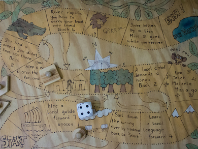 David Livingstone Centre: Children's activity based on 'Snakes & Ladders.' Copyright Angela Aliff. Image used by permission. May not be reproduced without the consent of the Scottish National Memorial to David Livingstone Trust. David Livingstone Centre: Children's activity based on 'Snakes & Ladders.' Copyright Angela Aliff. Image used by permission. May not be reproduced without the consent of the Scottish National Memorial to David Livingstone Trust.
